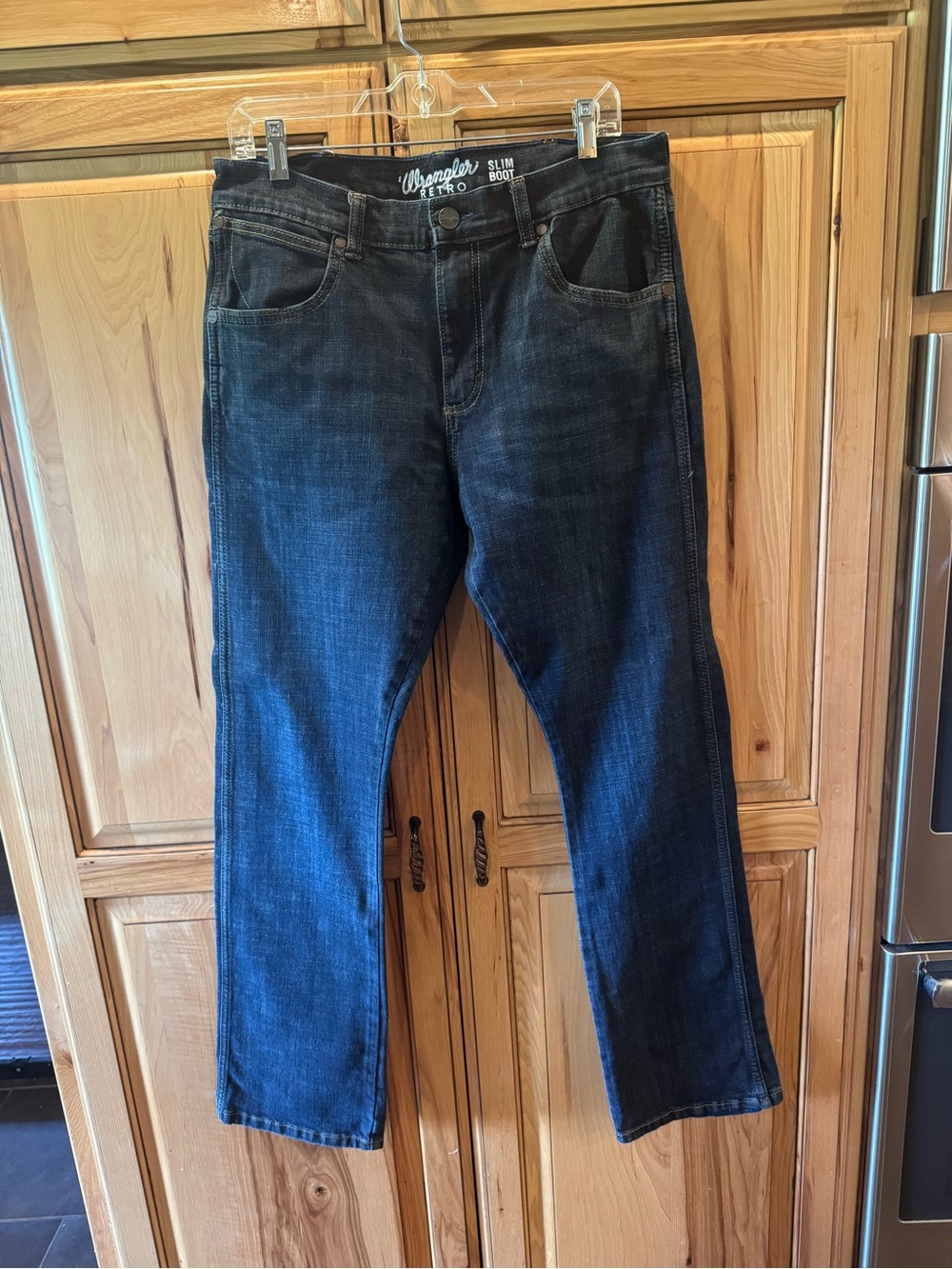 Wrangler Retro Men's Slim Bootcut Jeans in Dark Blue